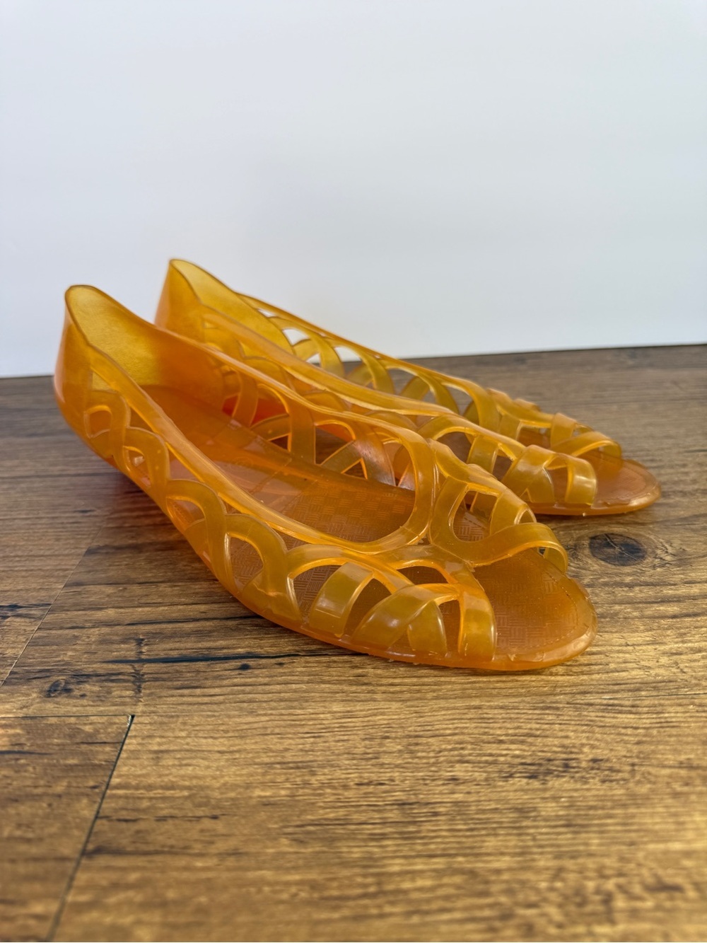 Vintage Y2K Orange Jelly Shoes Made in Canada Size 8 - Picture 4 of 5